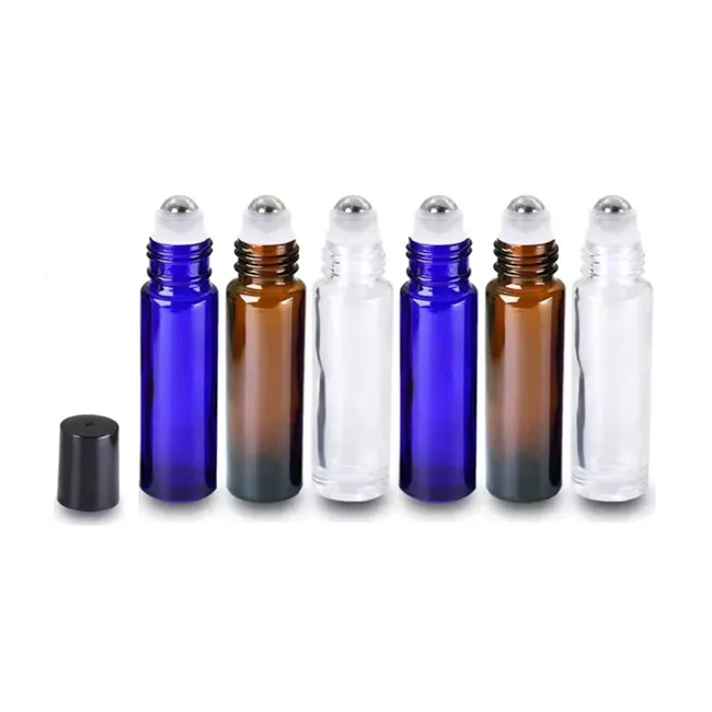 Portable Empty 10ml Matte Black Glossy Black Glass Roll on Bottle With Roller Ball for Perfume Essential Oil Samples lower  price