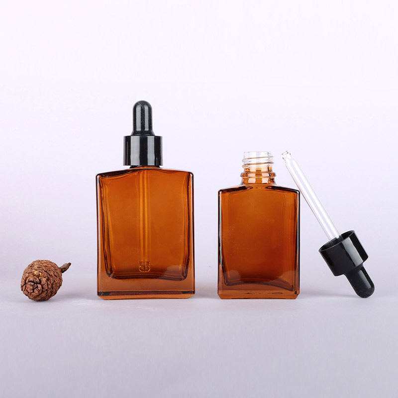 Luxury Essential Oil Square Glass Dropper Bottles for Cosmetic With Dropper