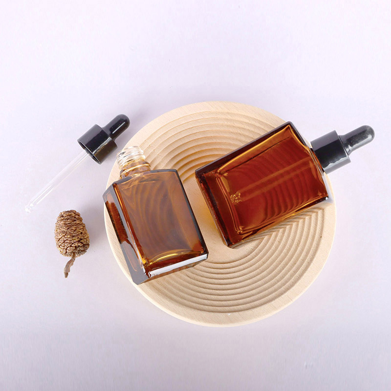 Luxury Essential Oil Square Glass Dropper Bottles for Cosmetic With Dropper