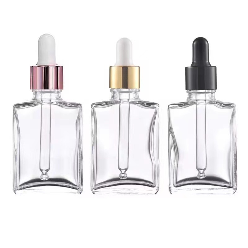 Luxury Essential Oil Square Glass Dropper Bottles for Cosmetic With Dropper